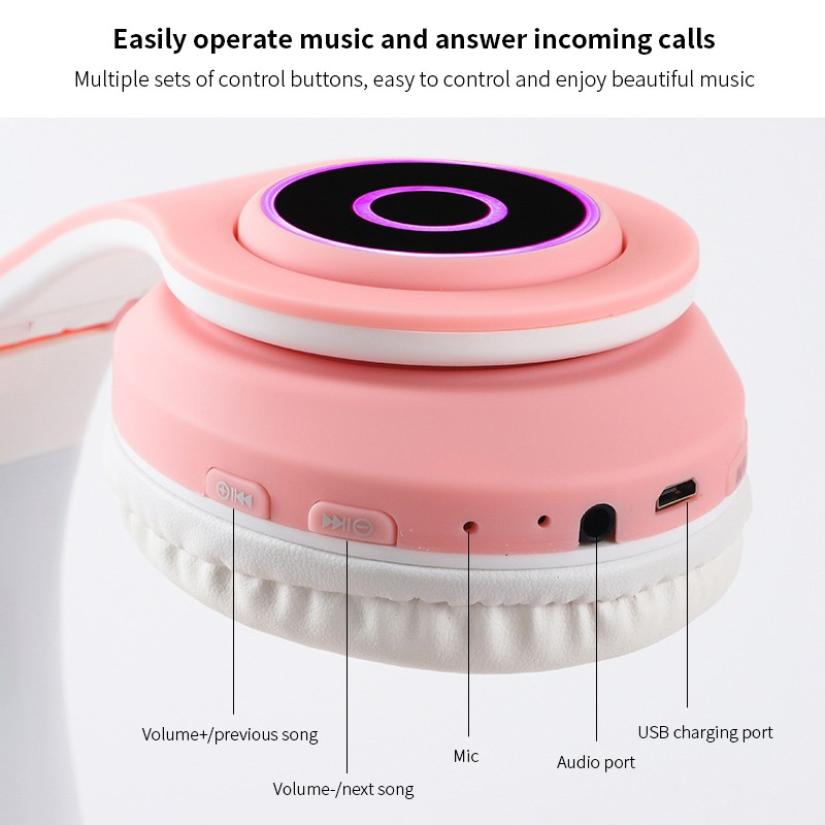 Cat Ears- Noise Cancelling Bluetooth Headphones with Mic(LED)