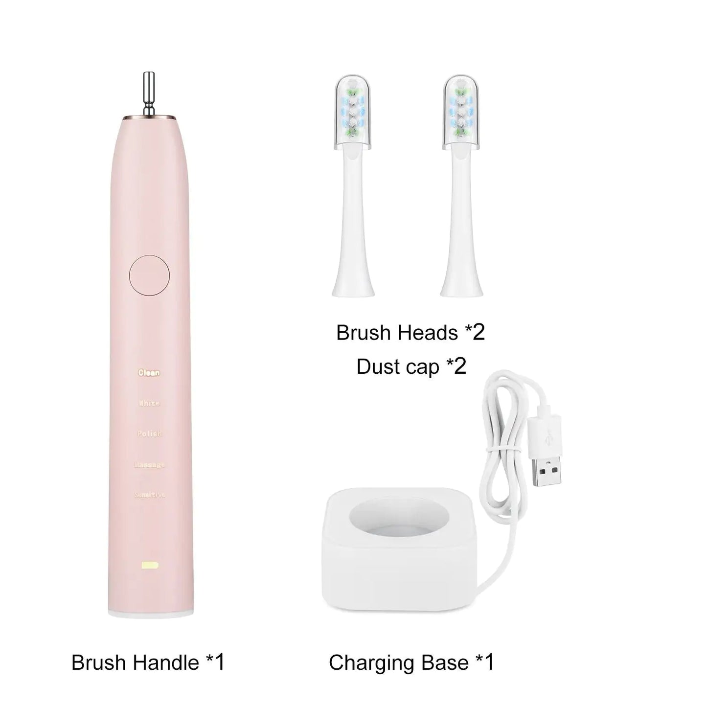 Electric Toothbrush IPX7 & Replacement Heads Set