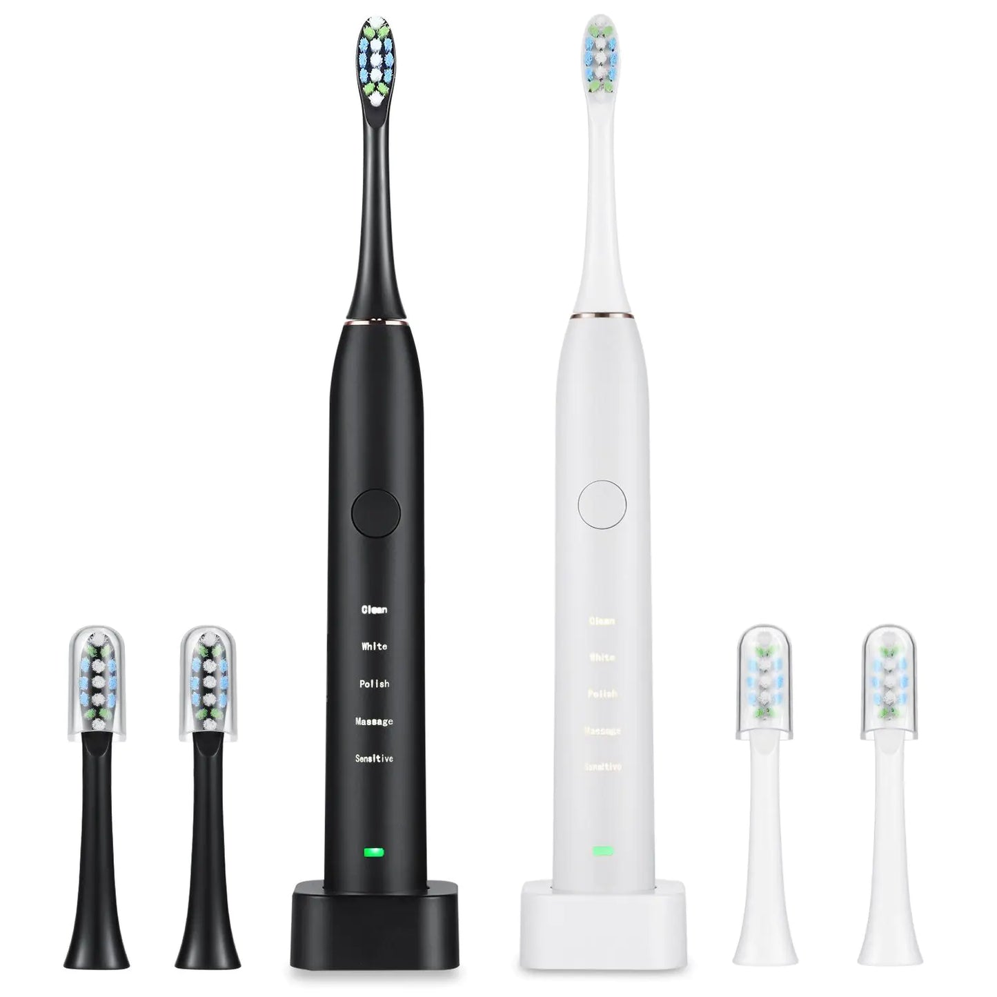 Electric Toothbrush IPX7 & Replacement Heads Set