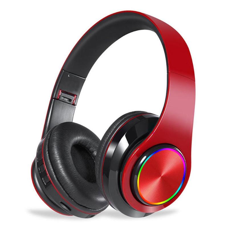 Wireless Bluetooth Headphones  with Rainbow LED Light and Mic