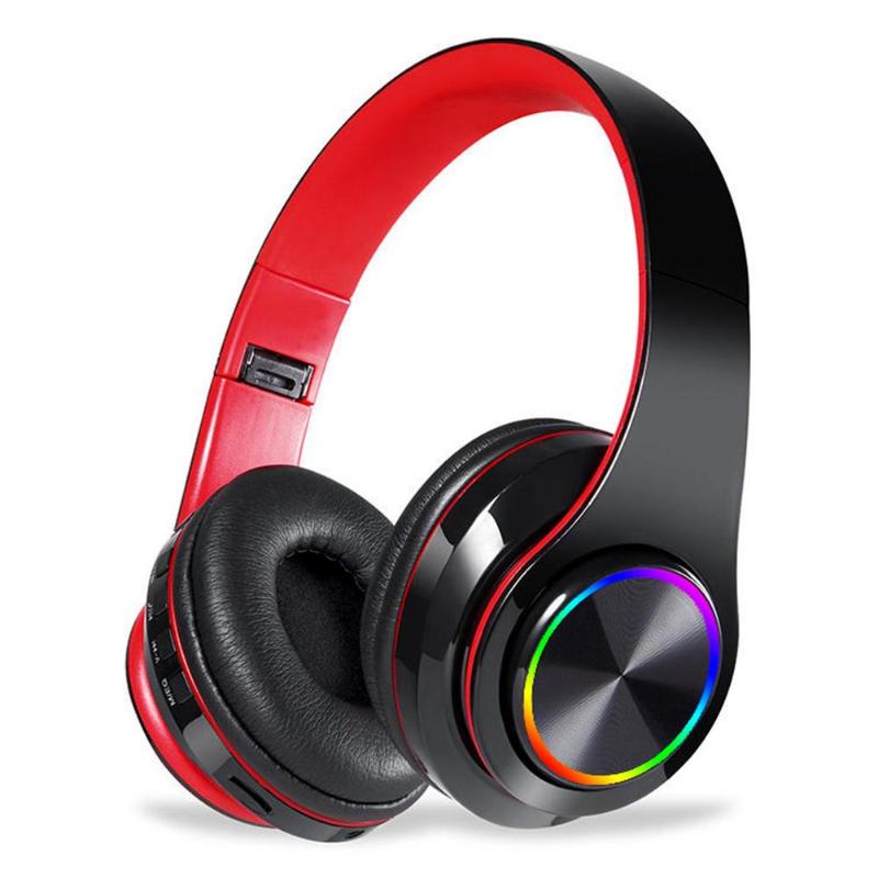 Wireless Bluetooth Headphones  with Rainbow LED Light and Mic