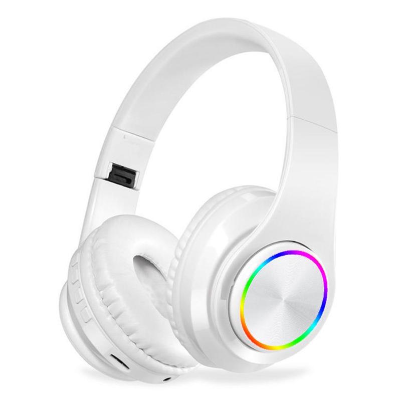 Wireless Bluetooth Headphones  with Rainbow LED Light and Mic