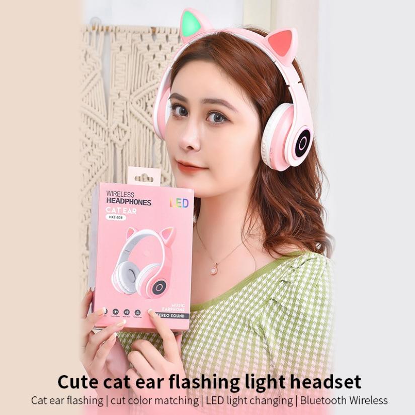 Cat Ears- Noise Cancelling Bluetooth Headphones with Mic(LED)