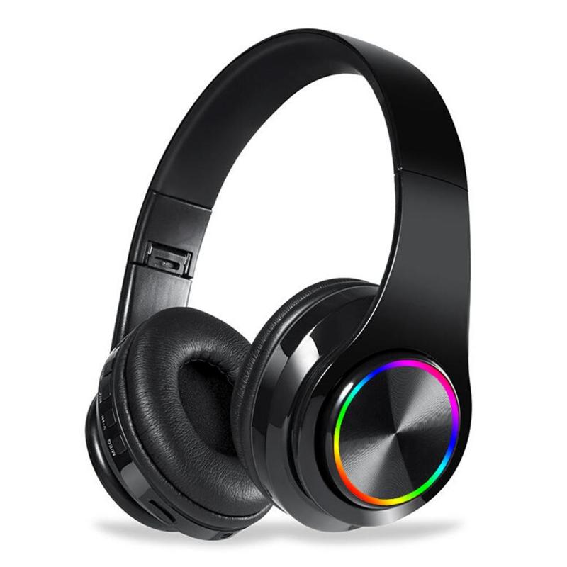 Wireless Bluetooth Headphones  with Rainbow LED Light and Mic